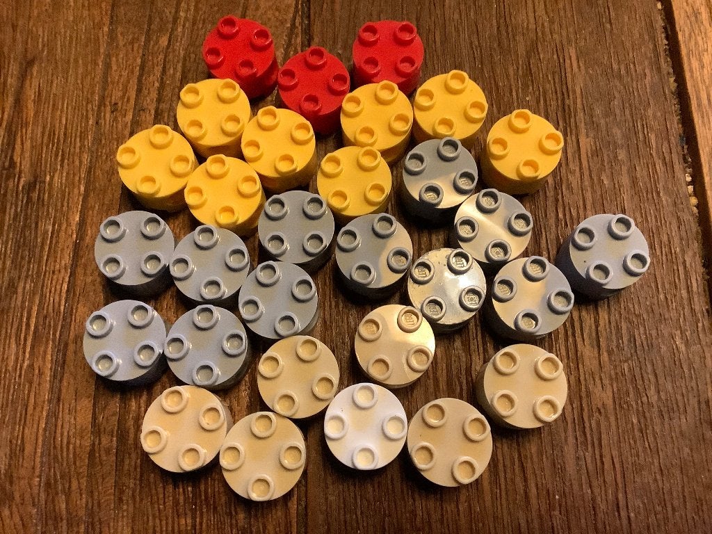 Lego Brick, Round 2 x 2 with Pin Holes 30 st / 500-7, Ophalen of Verzenden, Zo goed als nieuw, Losse stenen, Lego