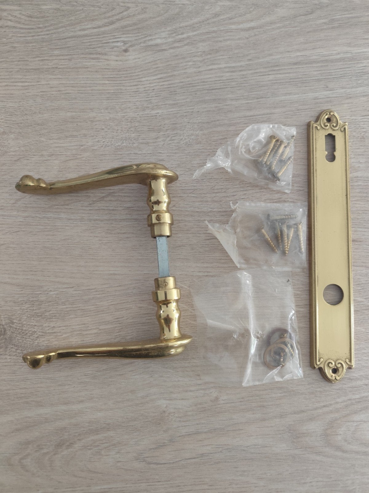 Paire de poignées de porte de style ancien en laiton massif, Enlèvement ou Envoi