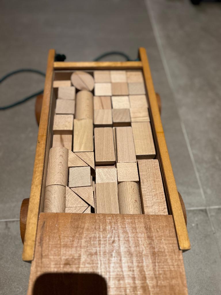 Houten blokkenwagen, Ophalen, Zo goed als nieuw, Duw- of Trekspeelgoed