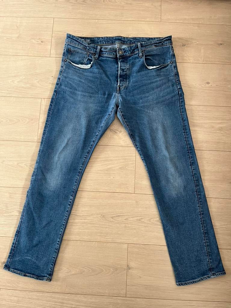G- star RAW 3301 STRAIGHT broek jeans W38 L32, Ophalen of Verzenden, Zo goed als nieuw, W36 - W38 (confectie 52/54)
