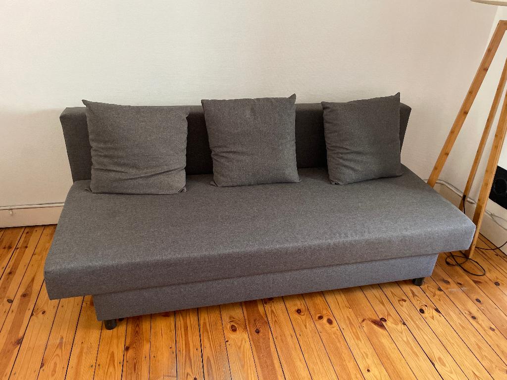 Canapé lit, Gris, Enlèvement, Utilisé, 120 cm