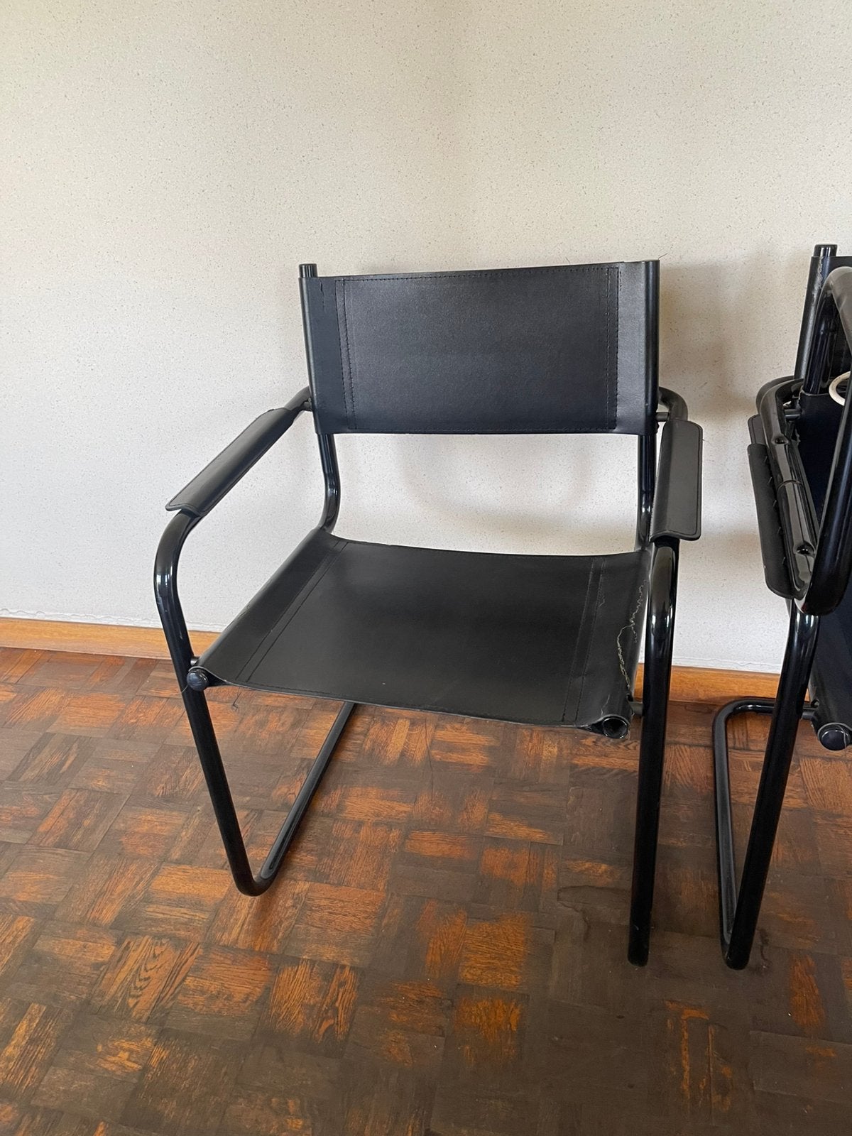 Slede stiel zwart leder, Ophalen, Gebruikt, Bauhaus, Zwart