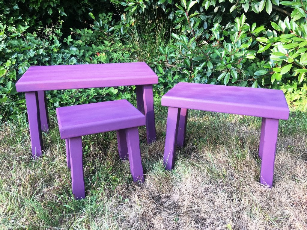 setje van 3 bijzettafeltjes gerestyled, Huis en Inrichting, Tafels | Bijzettafels, Ophalen, Minder dan 45 cm, Minder dan 55 cm
