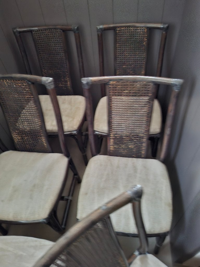 Rotan stoelen + tafel, Ophalen, Gebruikt, Bruin, Riet of Rotan
