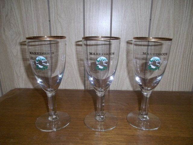 3 oude Maredsous bierglazen., Verzamelen, Ophalen of Verzenden, Zo goed als nieuw