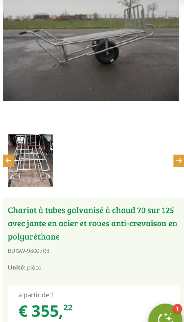 Brouette , Charette de maraîcher, Enlèvement, Neuf, À deux roues