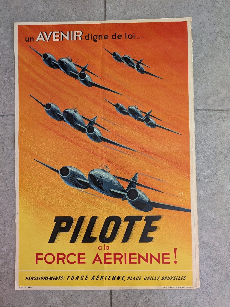 Affiche Force Arienne belge 1950's, Verzamelen, Ophalen of Verzenden