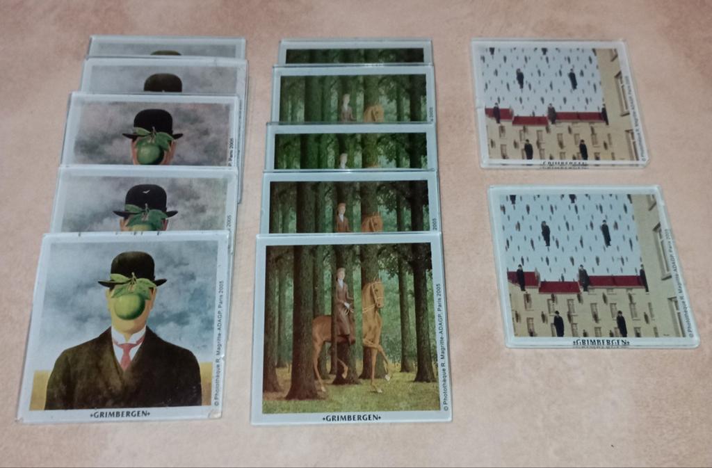 12 Glazen onderleggers Grimbergen (René Magritte, 2005), Enlèvement ou Envoi, Utilisé, Sous-bock, Autres marques