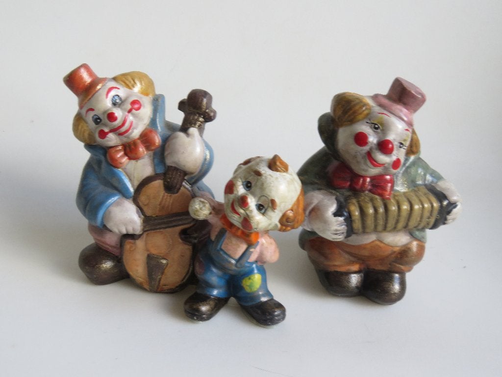 Set de 3 clowns en céramique peints à la main, Antiquités & Art, Enlèvement ou Envoi