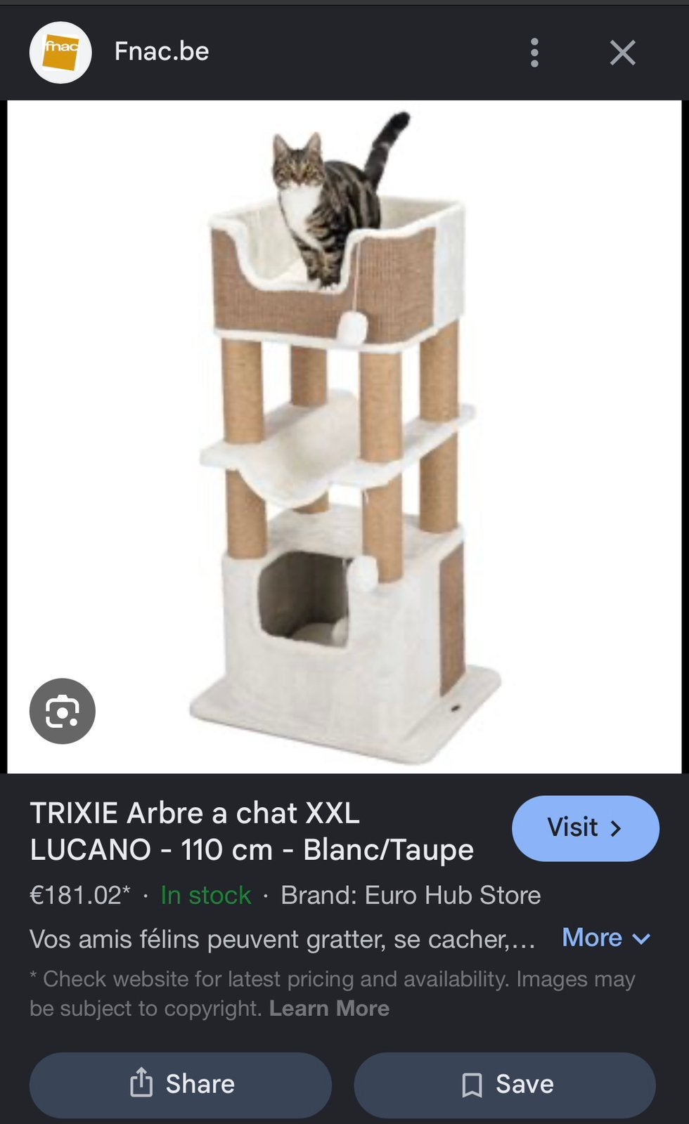 arbre chat blanc NEUF, Enlèvement ou Envoi, Comme neuf