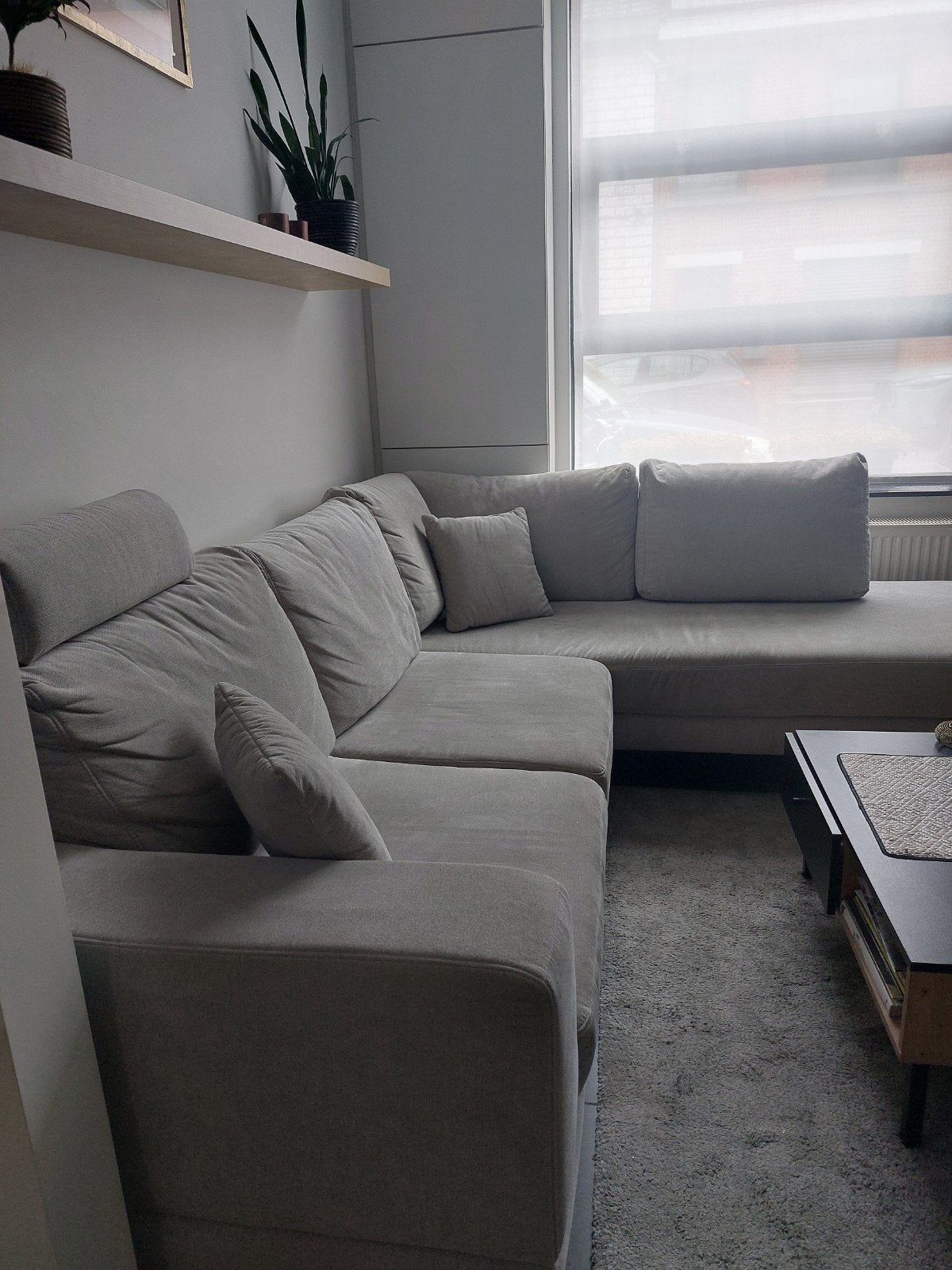 hoeksalon grijs, beige, Ophalen, Zo goed als nieuw, Stof