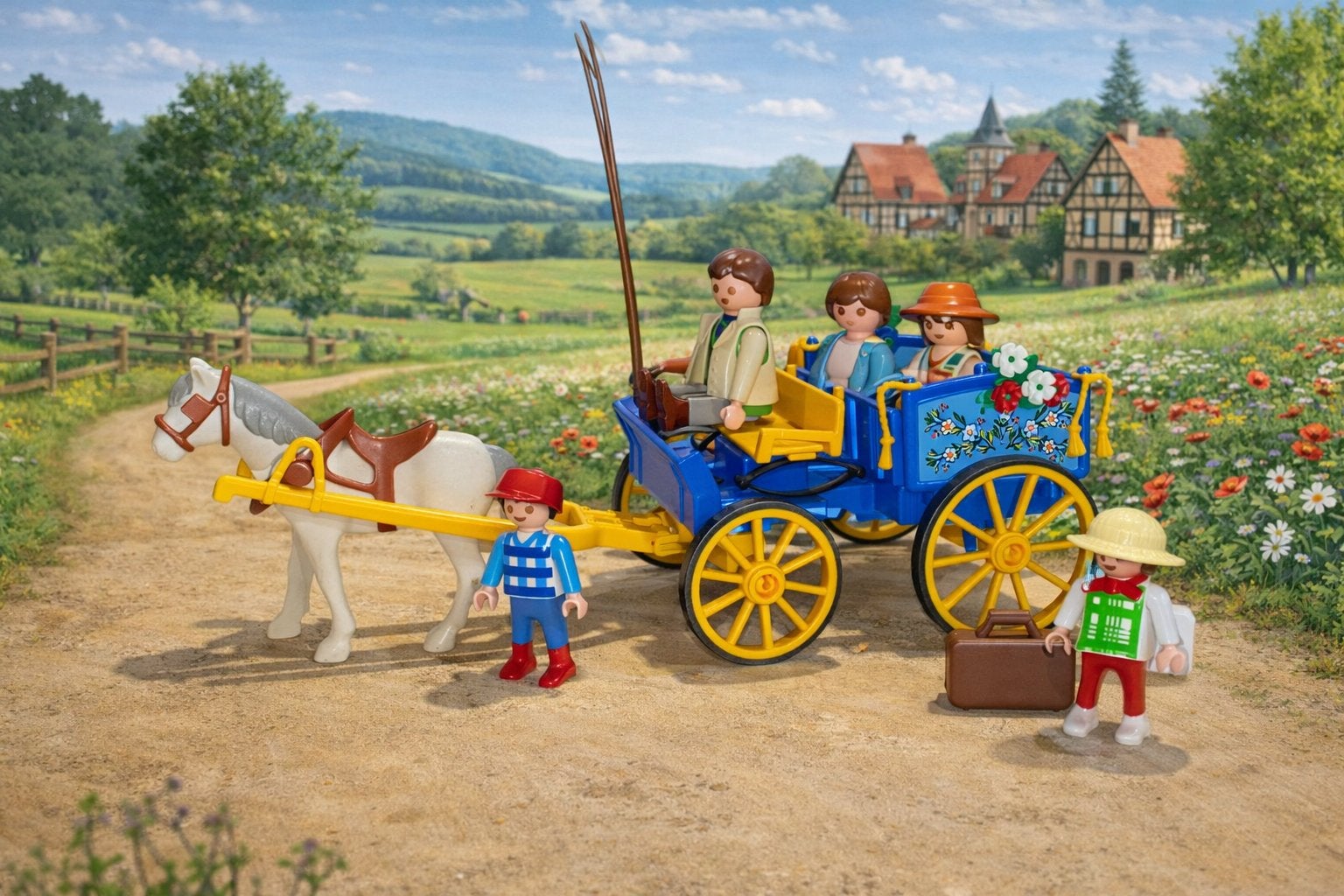 Vintage Playmobil 3117 Paardenkoets – Complete set – 2001, Complete set, Ophalen of Verzenden, Zo goed als nieuw, Country