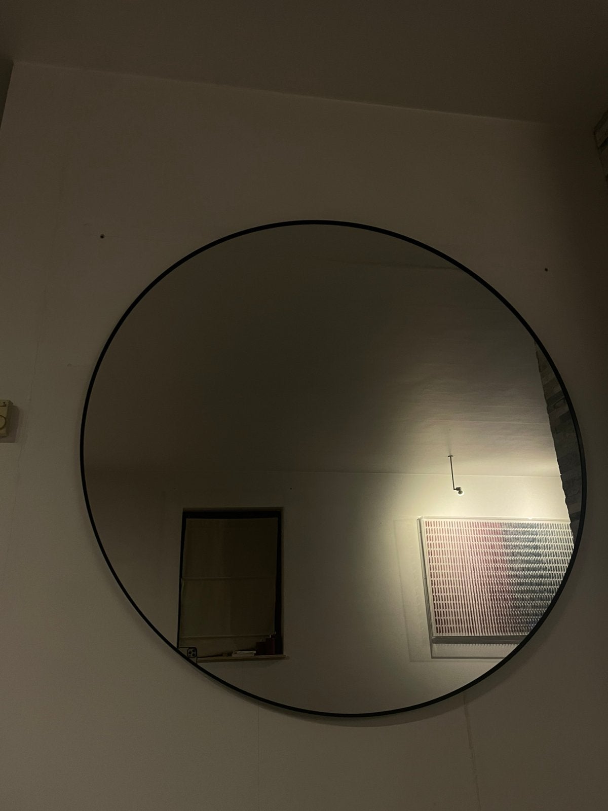 Miroir rond IKEA avec cadre noir – Grand diamètre, Enlèvement ou Envoi, Comme neuf, Rond