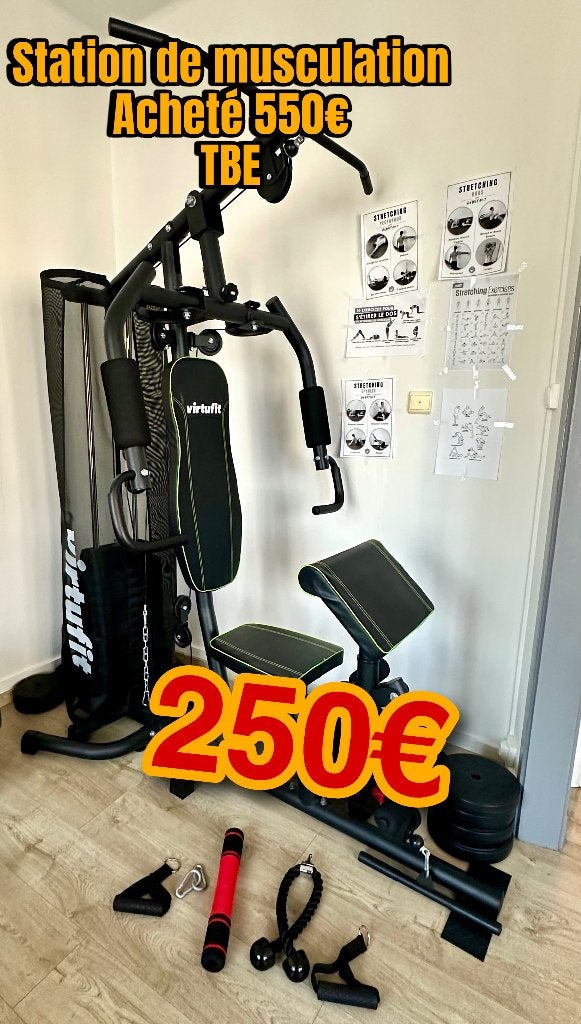 STATION DE MUSCU 75 Kg VIRTUFIT, Enlèvement, Comme neuf, Bras, Autres types