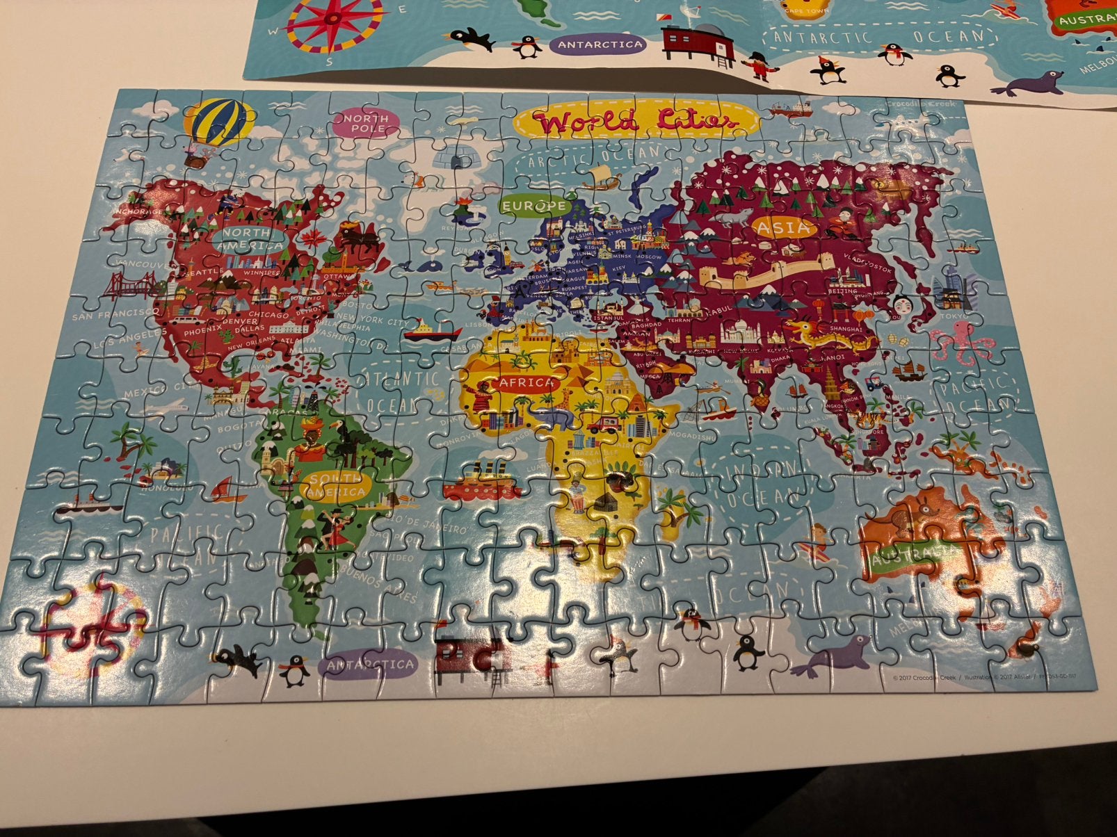 Wereldkaart puzzel, Kinderen en Baby's, Ophalen of Verzenden, Meer dan 50 stukjes, Zo goed als nieuw, 6 jaar of ouder