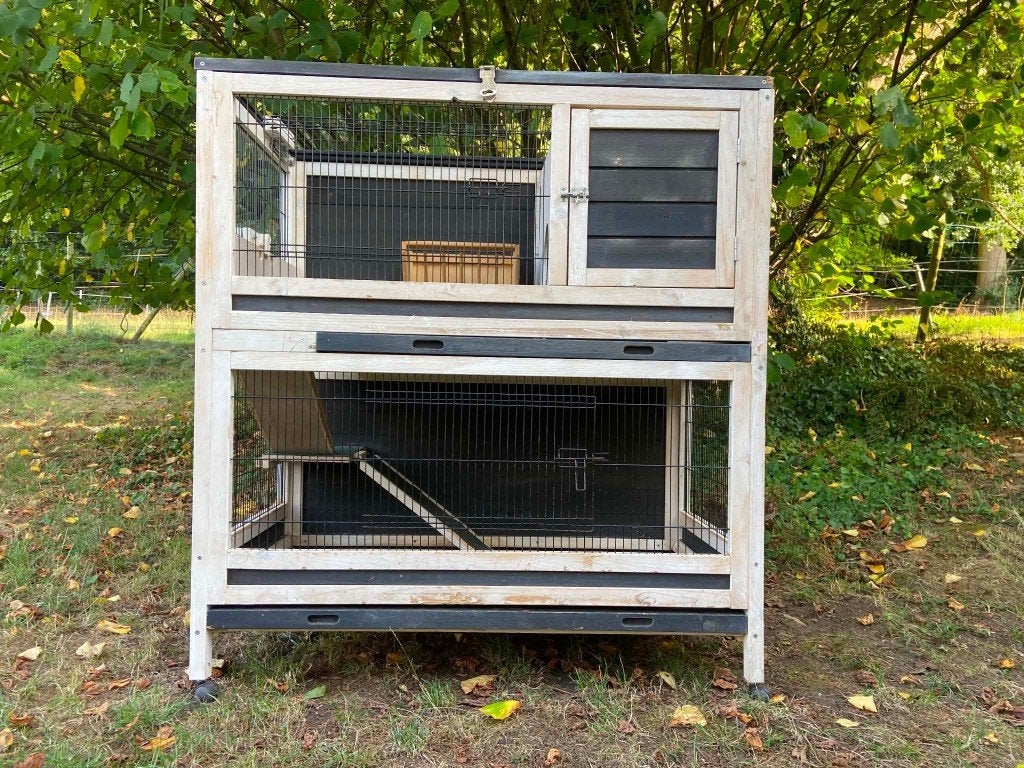 Cage 2 niveaux en bois sur roulettes bon état, Animaux & Accessoires, Rongeurs & Lapins | Cages & Clapiers, 90 cm ou plus, Cobaye