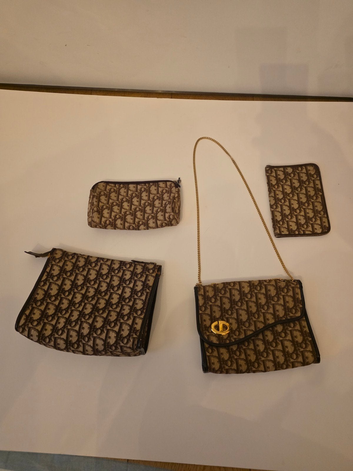 Zeldzame Vintage Christian Dior Trotter Oblique Set (4-delig, Ophalen, Beige
