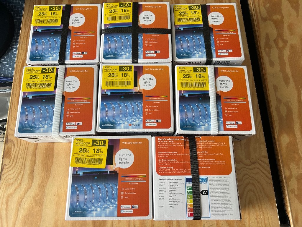 Lot wifi RGB LED strips (5m) - Google, Alexa en Siri (9st), Ophalen of Verzenden