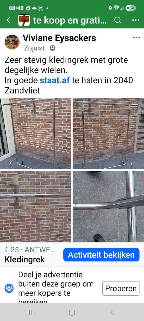 Kledingrek, Ophalen, Met wielen, Zo goed als nieuw