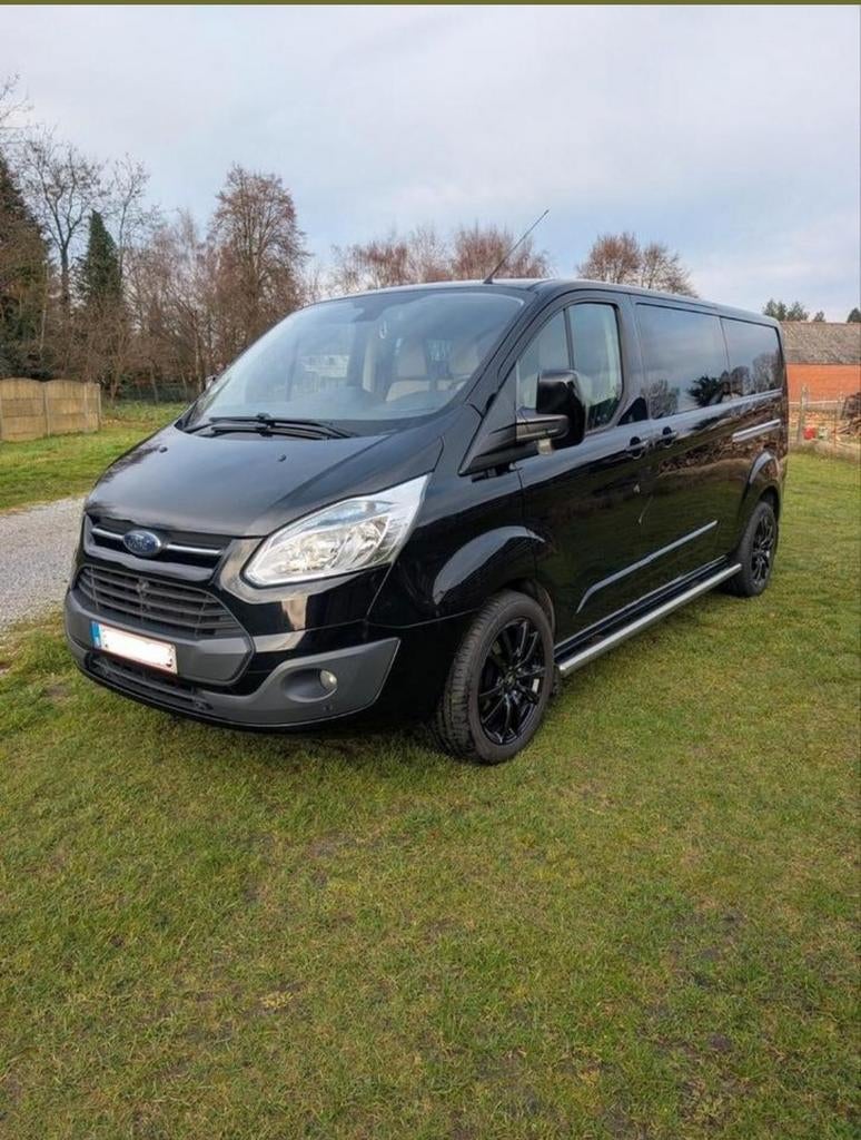 Ford Transit Custom lange versie en full optie, Auto's, Voorwielaandrijving, Beige, Zwart, Leder