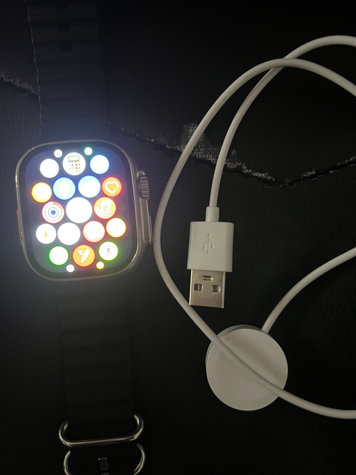 Slimme Smartwatch (Ultra-model stijl) met oplader, Zwart, IOS, Ophalen of Verzenden, Zo goed als nieuw