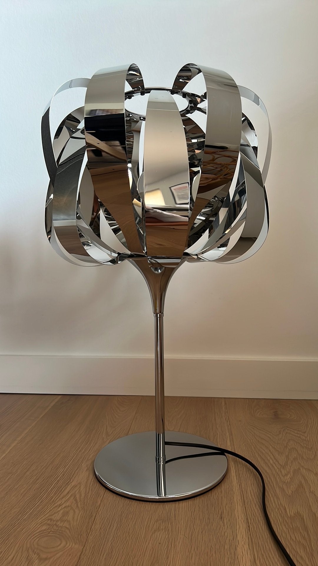 Vintage design lamp chroom, Ophalen, Met schakelaar, Overige merken, 56 cm