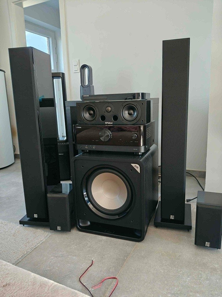 Ensemble 5.1 enceintes + ampli + subwoofer, TV, Hi-fi & Vidéo, Enceintes, Comme neuf, Kit d'enceintes, 150 watts ou plus, Yamaha