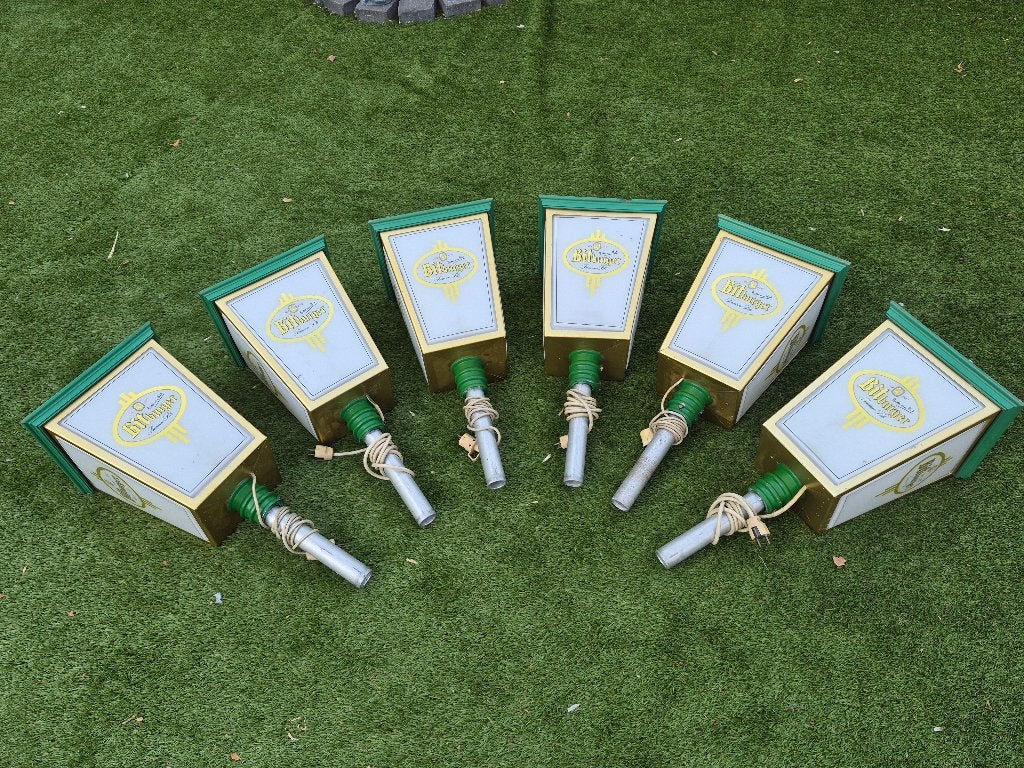 Lot de 6 lampadaires de brasserie vintage Bitburger - deco, Enlèvement, Utilisé, Autres culots, Moins de 100 cm