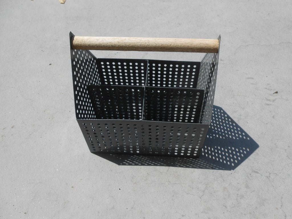 panier de rangement en métal avec manche en bois 20 x15 xH20, Enlèvement ou Envoi, Comme neuf, Métal, 5 – 50
