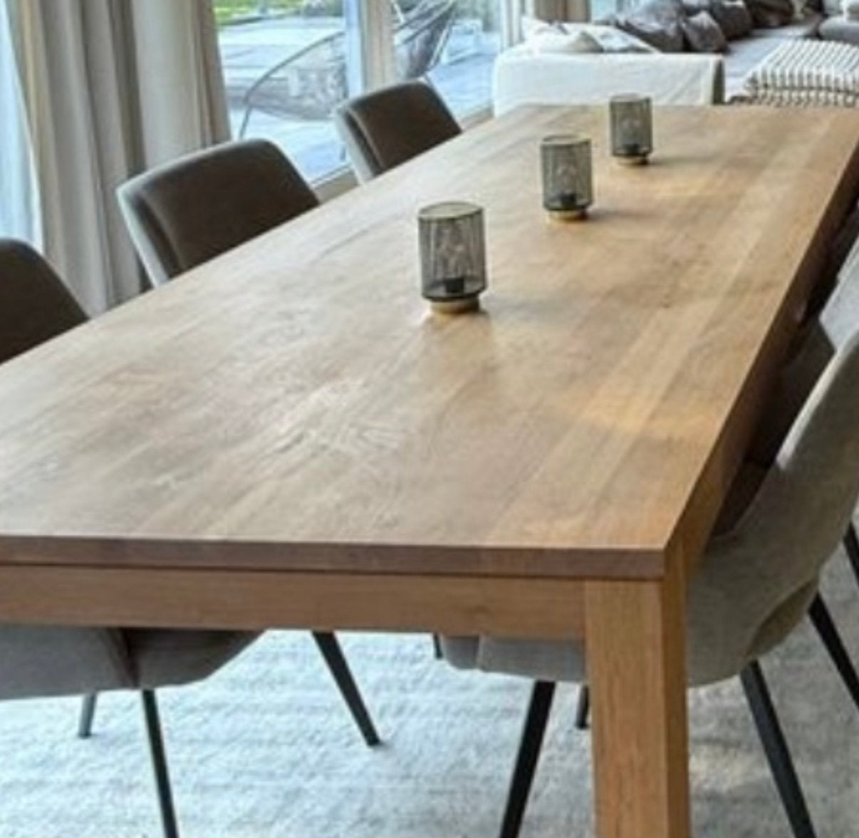 Eettafel in teak 105 op 220cm, Huis en Inrichting, Tafels | Eettafels, Ophalen, Gebruikt, 100 tot 150 cm, Teakhout