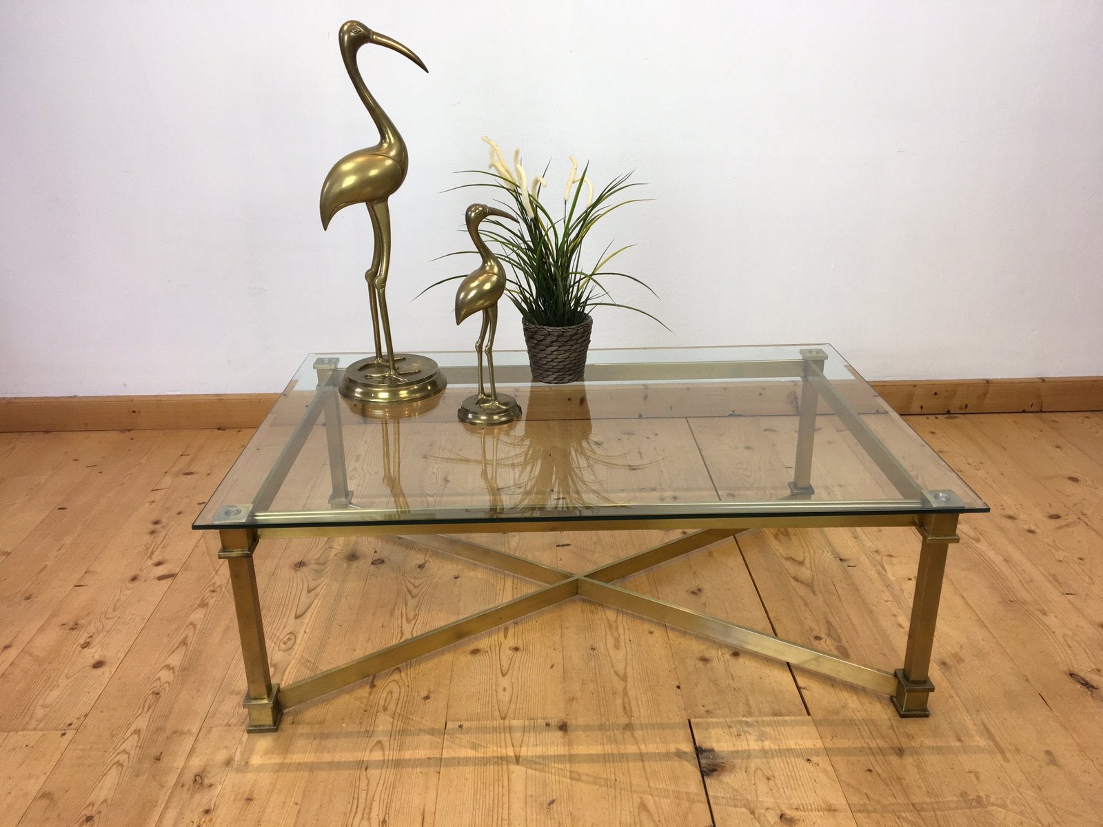 Table basse au design vintage dans le style de Pierre Vandel, 100 à 150 cm, Moins de 50 cm, Verre, Utilisé