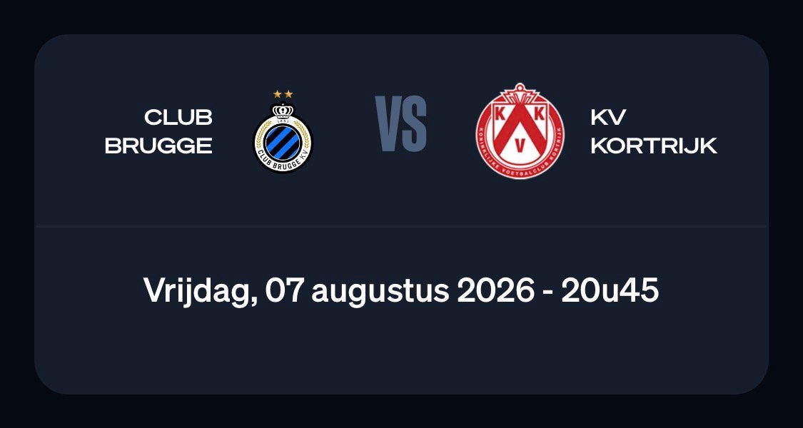 1Ticket voor Club Brugge - KV Kortrijk, Tickets en Kaartjes, Eén persoon