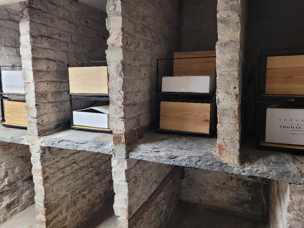 Lot de 8 rangements sur rail pour cave à vin, Maison & Meubles, Enlèvement, Comme neuf, Bois, 25 bouteilles ou plus