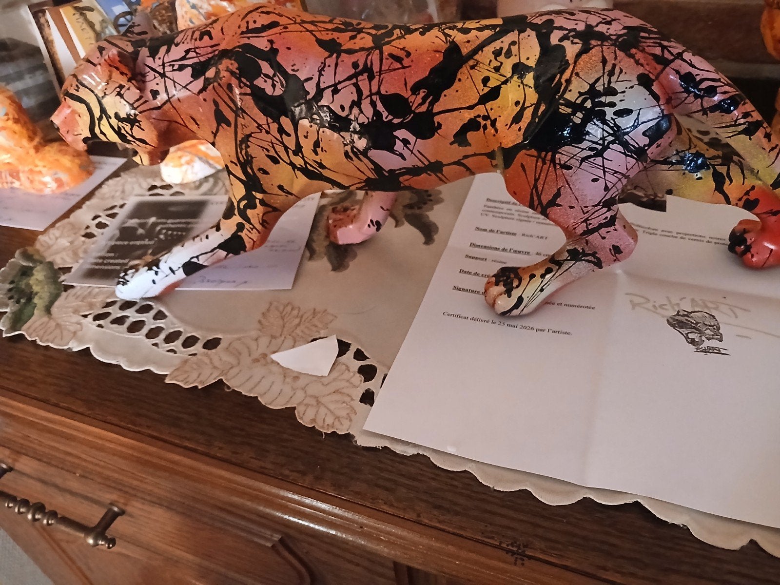 Tigre de l'artiste Richard Art unique mais 1 avec certificat, Antiquités & Art, Art | Objets design, Enlèvement, Signé