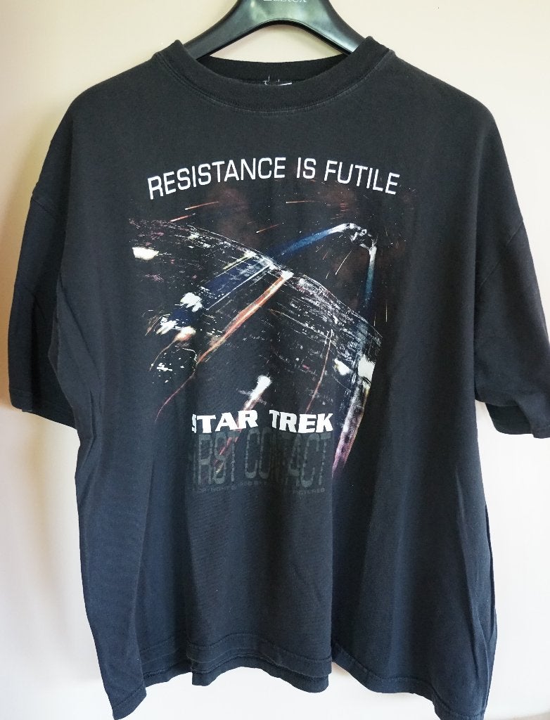 vintage 1996 Star Trek First Contact t-shirt, Enlèvement ou Envoi, Utilisé, Film, Vêtements