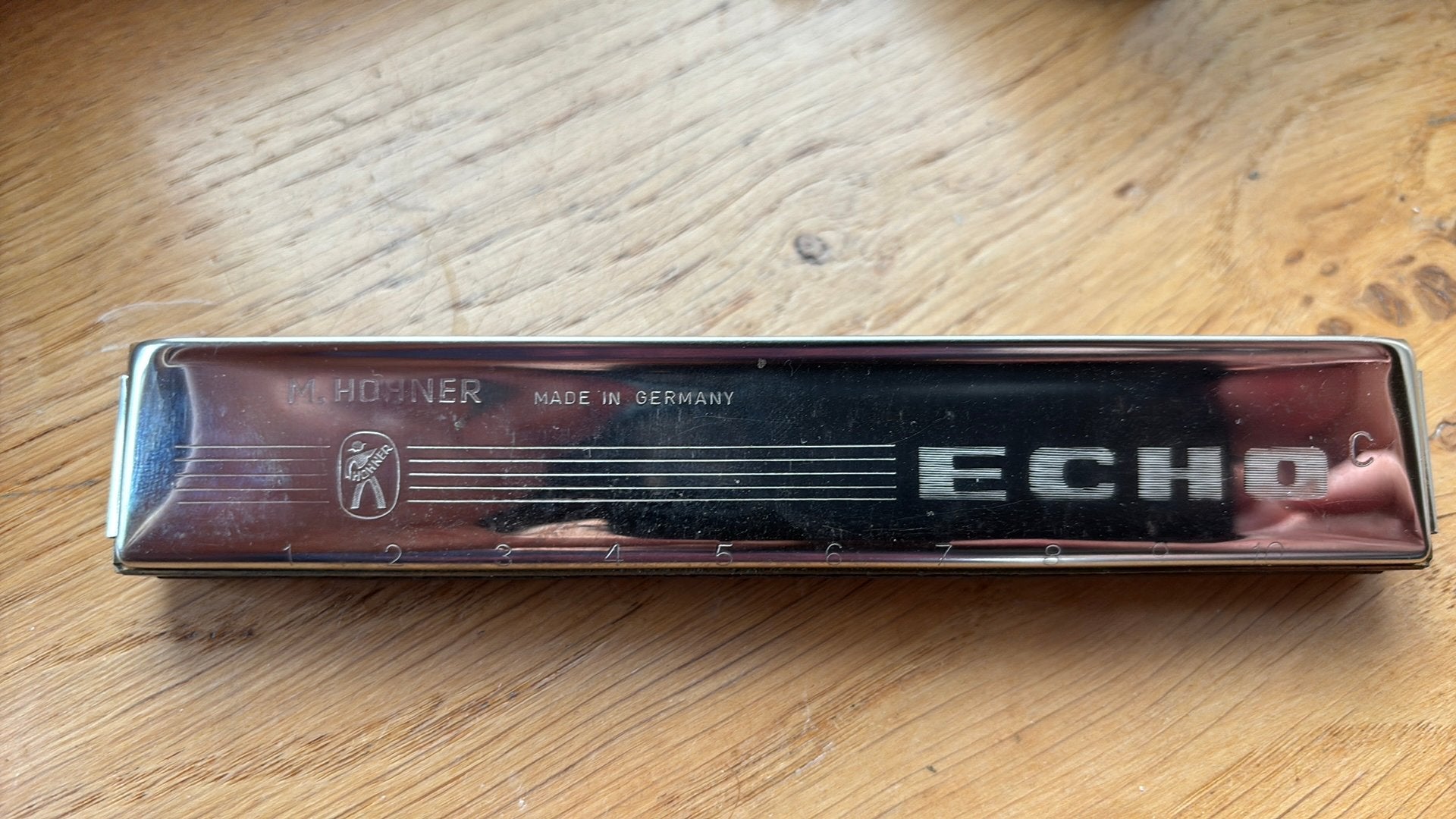Mondharmonica Hohner Echo nr 2409, Ophalen, Gebruikt, C-mondharmonica, Met koffer of doosje