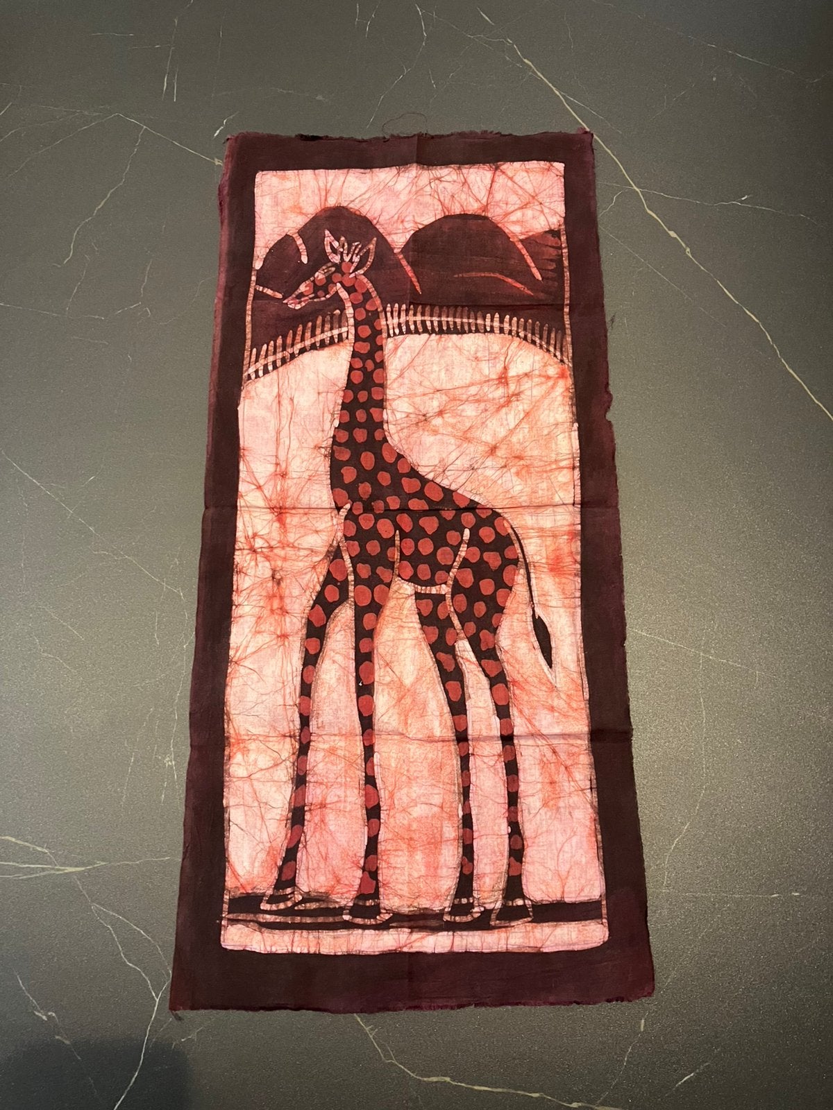 Batik africain artisanal – Girafe – Décoration m, Antiek en Kunst, Antiek | Tapijten, Tafelkleden en Textiel, Ophalen of Verzenden