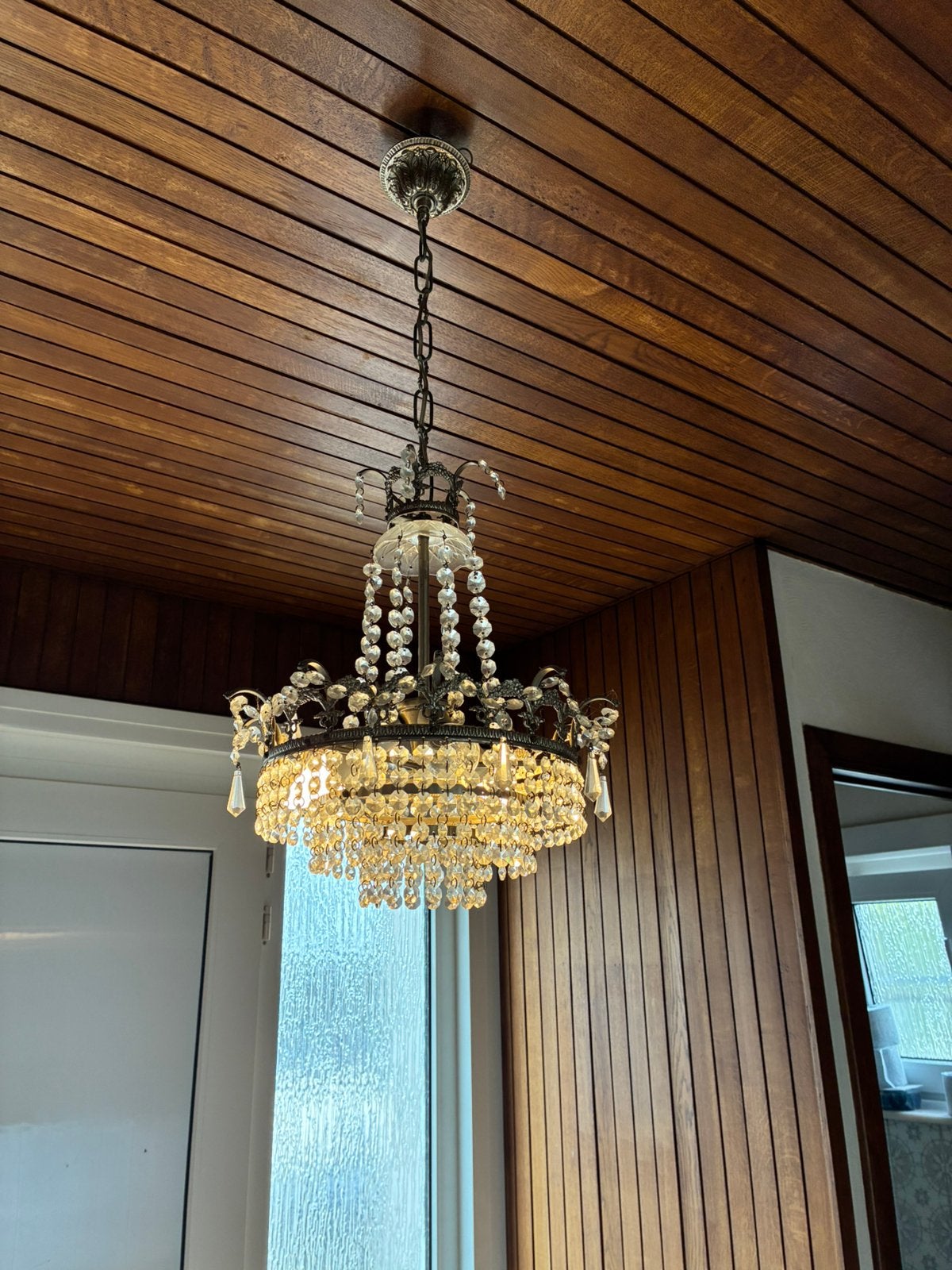 Vintage - luster, Huis en Inrichting, Lampen | Kroonluchters, Ophalen, Gebruikt, Vintage