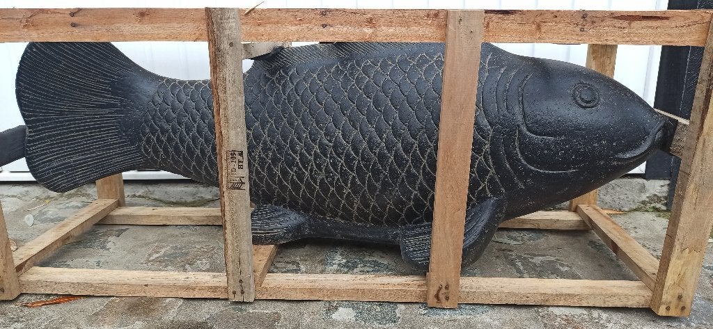 koi vis in steen, Ophalen, Nieuw, Steen, Dierenbeeld