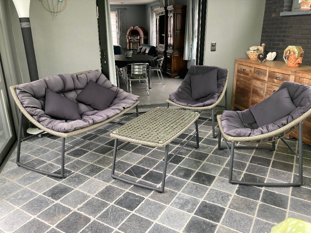 TUINSALON LOUNGESET BINNENZETELS, Tuin en Terras, Ophalen, 4 zitplaatsen, Gebruikt, Bank