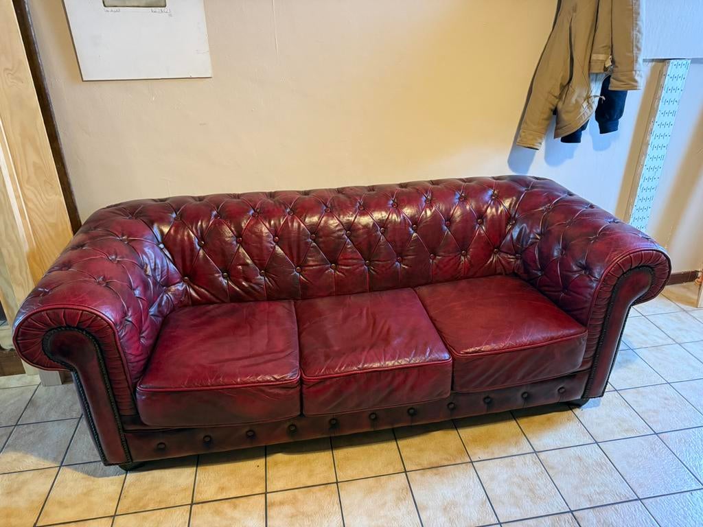 Canapé Chesterfield, Huis en Inrichting, Ophalen, Minder dan 75 cm, Chesterfield, Driepersoons