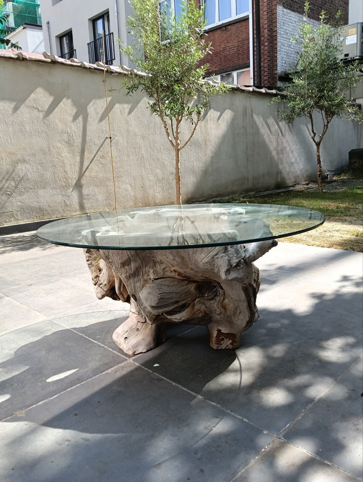 Tuintafel of afhankelijk van. 1 cm bizotee-glas 450€ per bxl, Ophalen of Verzenden, Hout