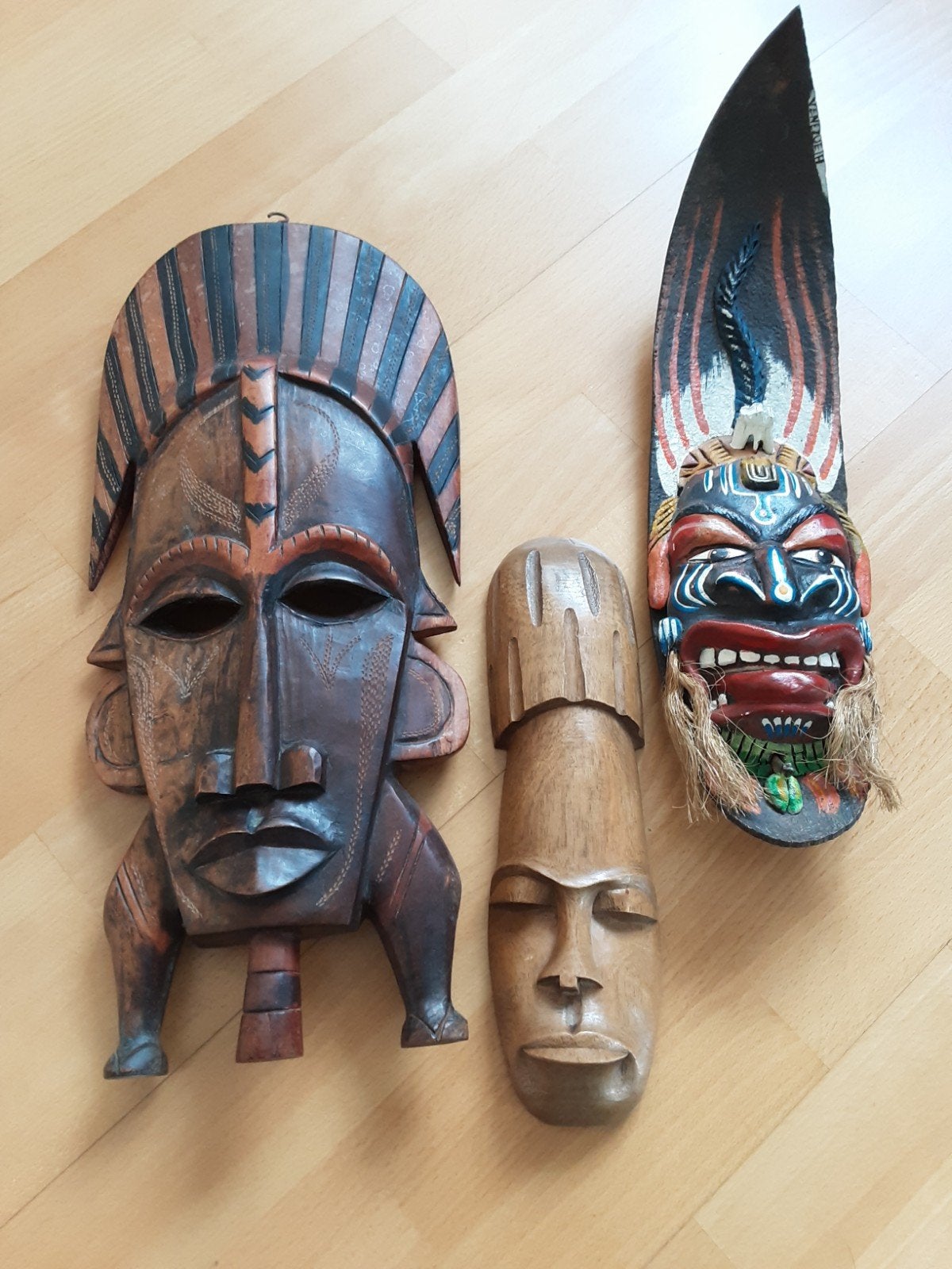 De 3 maskers bekijk en kies ! Decoratieve  wanddecoratie, Antiquités & Art, Art | Art non-occidental, Afrique, Enlèvement, Sculpture sur bois
