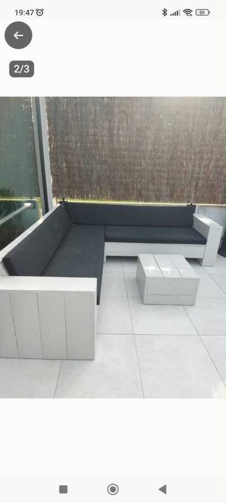 Steigerhout hoekbank, Tuin en Terras, Ophalen, Steigerhout, Zo goed als nieuw, Loungeset