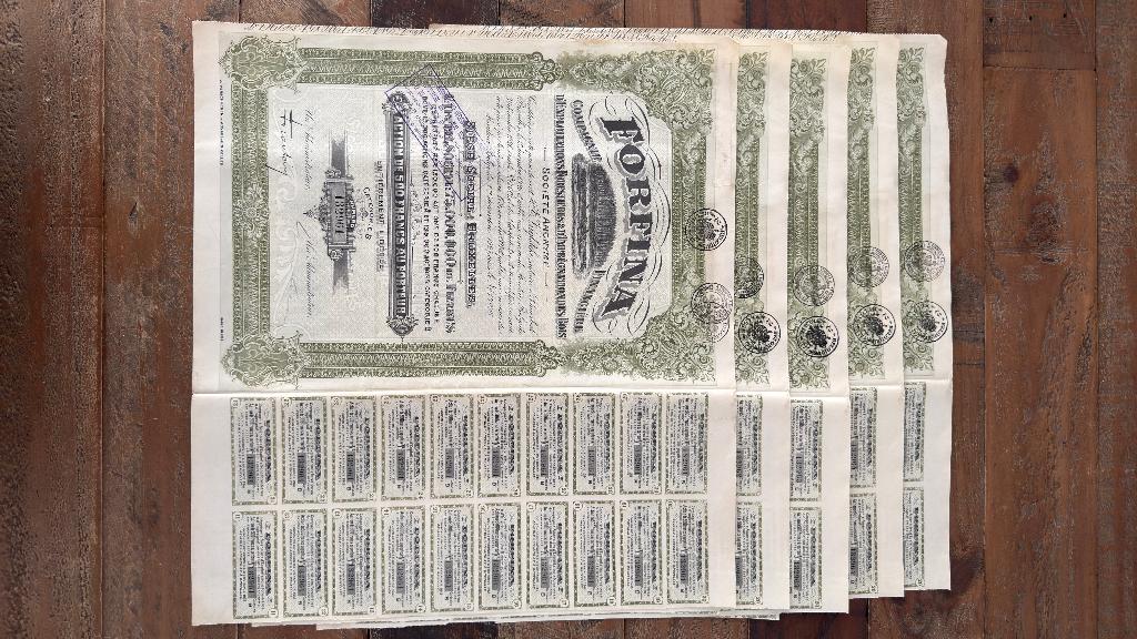 5 actions belges - Forfina - 1926/1927, Enlèvement ou Envoi, 1920 à 1950, Action