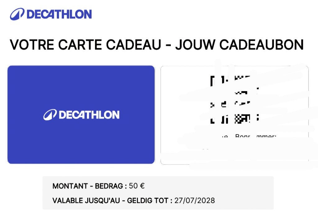 Cadeaubon decathlon, Ophalen of Verzenden, Nieuw