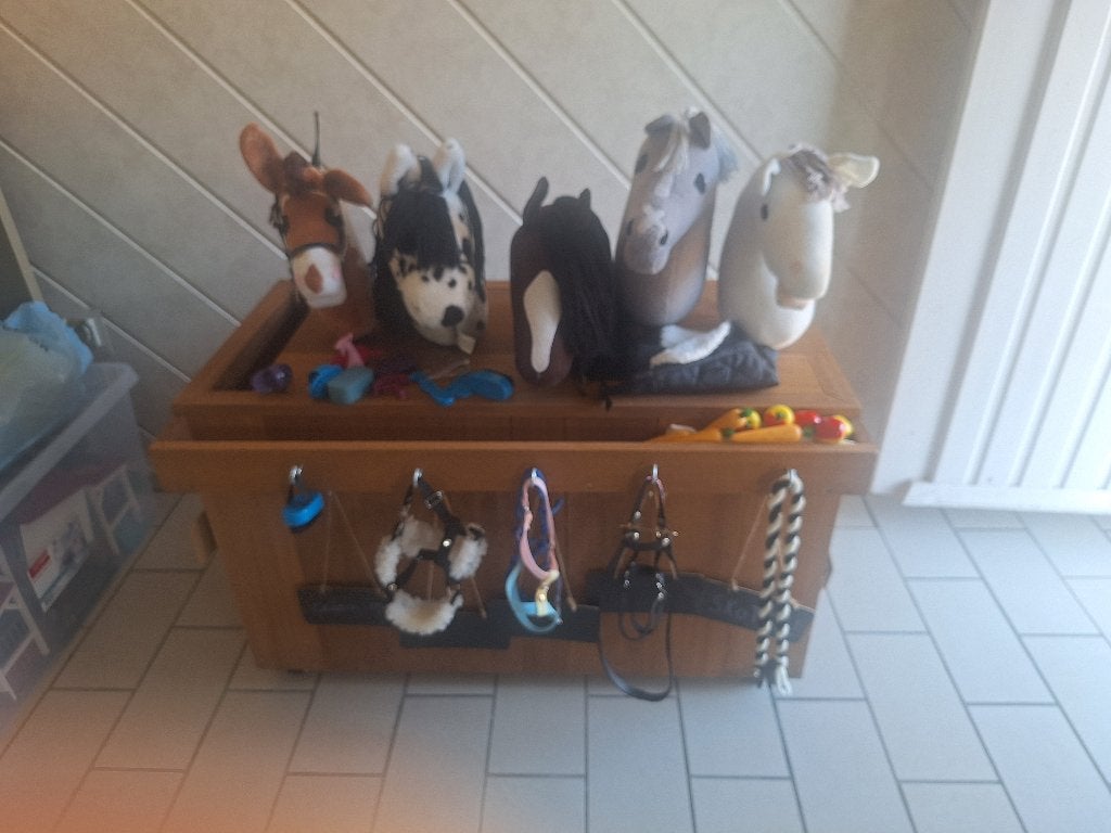 Stokpaardjes handgemaakt + bak, Enlèvement, Comme neuf