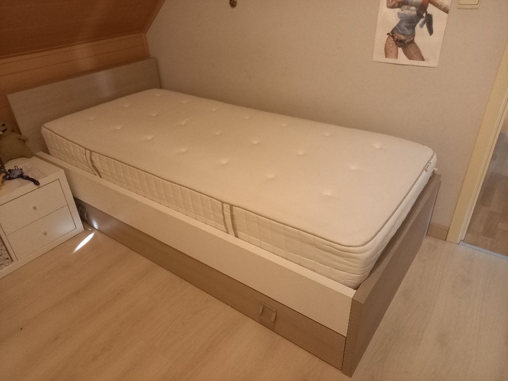 bed met bedlade, lattenbodem en matras, Huis en Inrichting, Ophalen, Gebruikt, 90 cm, Eenpersoons