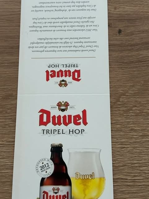 Duvel tafel reclame tripel hop karton, Verzamelen, Biermerken, Ophalen of Verzenden, Nieuw, Reclamebord, Plaat of Schild, Duvel