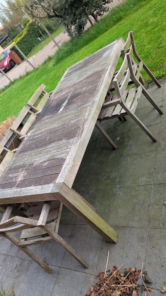 Tuintafel + 6 stoelen, Tuin en Terras, Ophalen